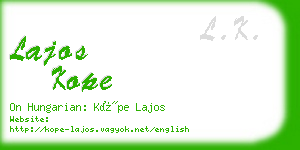 lajos kope business card